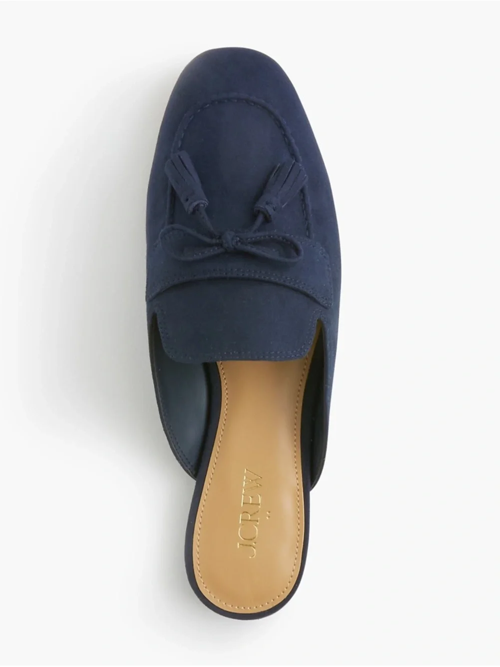 NWT J. Crew Vegan Suede Tassel Backless Navy Loafers Sz 8 Business Casual Office - Picture 2 of 6